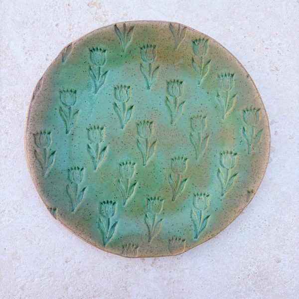 Tulip Plate in Verdigris